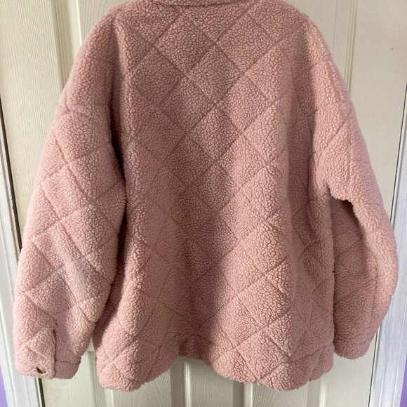 Forever 21 Women Sherpa Fleece Shacket Large Pink - Picture 5 of 6